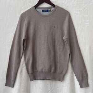 NEW Mens Size Small Polo Ralph Lauren Brown Cotton Crewneck Sweater Horse Logo